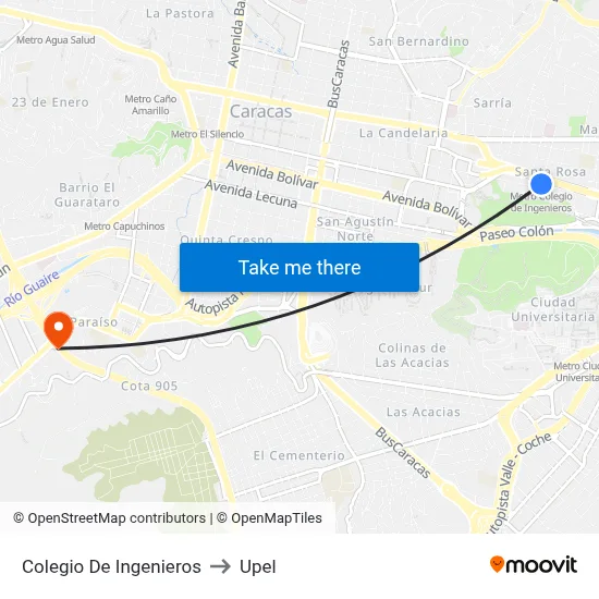 Colegio De Ingenieros to Upel map
