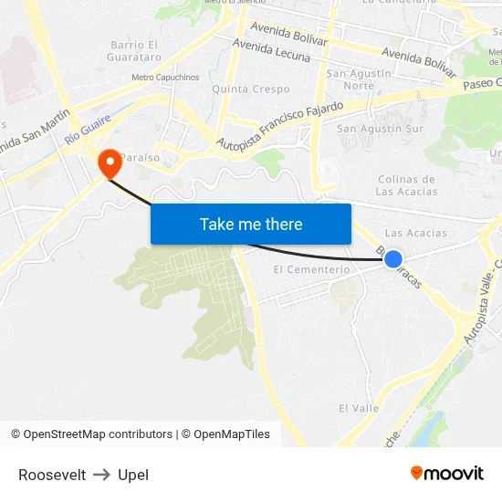 Roosevelt to Upel map