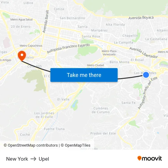 New York to Upel map