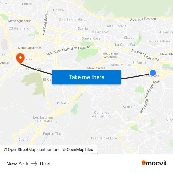 New York to Upel map