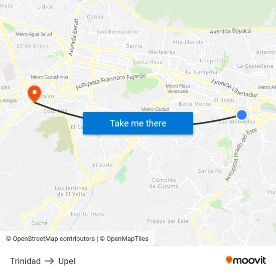 Trinidad to Upel map