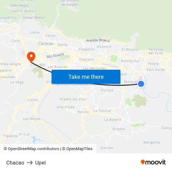 Chacao to Upel map