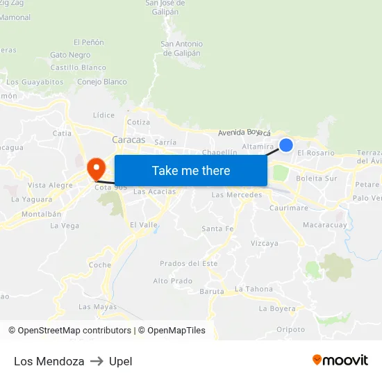 Los Mendoza to Upel map