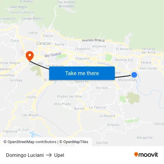 Domingo Luciani to Upel map