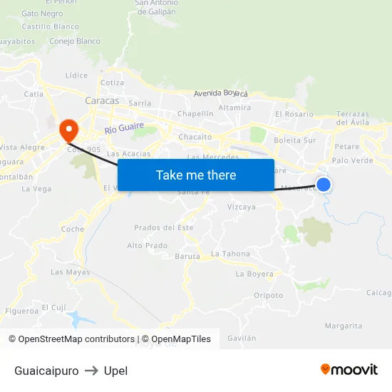 Guaicaipuro to Upel map