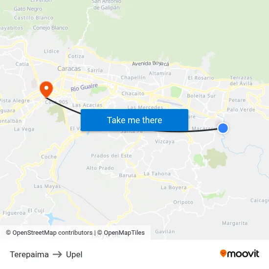 Terepaima to Upel map