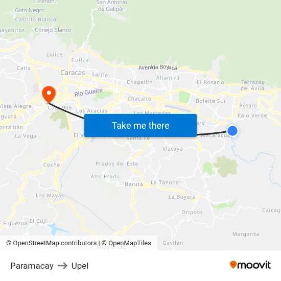 Paramacay to Upel map