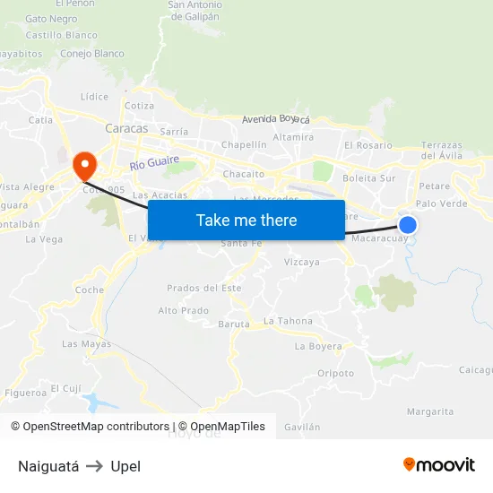 Naiguatá to Upel map