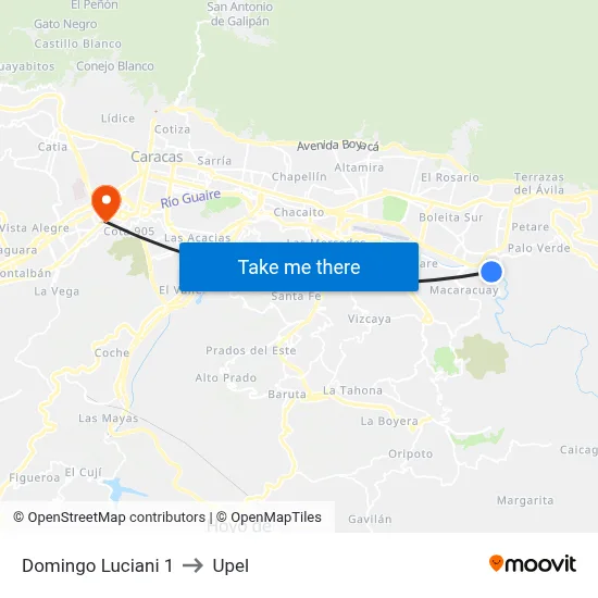 Domingo Luciani 1 to Upel map