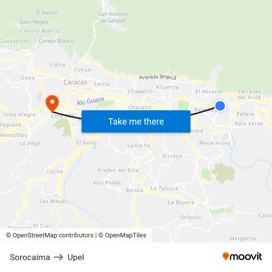 Sorocaima to Upel map