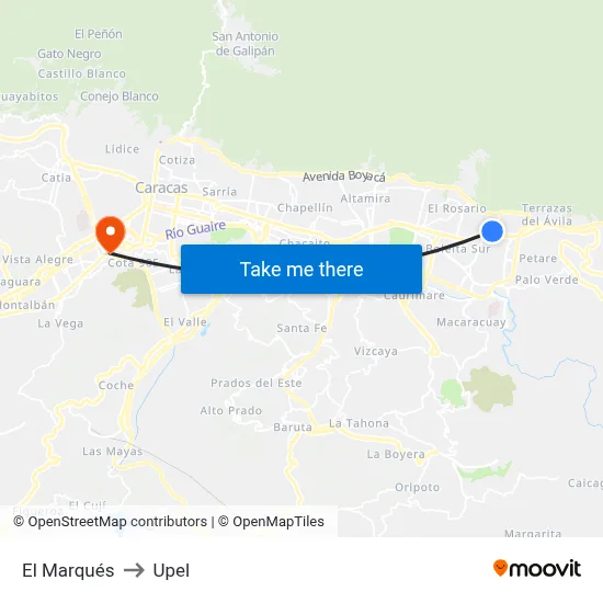 El Marqués to Upel map