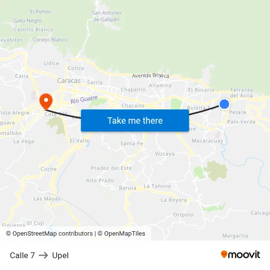 Calle 7 to Upel map