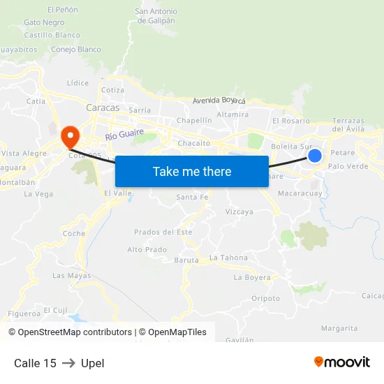 Calle 15 to Upel map