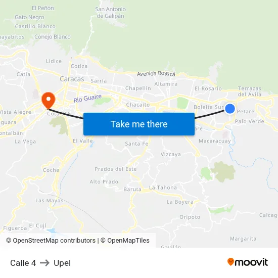 Calle 4 to Upel map
