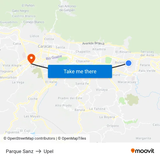 Parque Sanz to Upel map