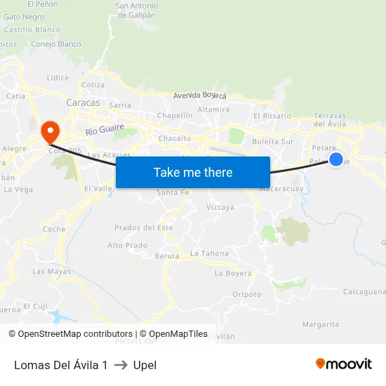 Lomas Del Ávila 1 to Upel map
