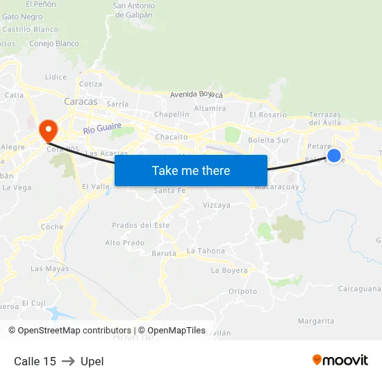 Calle 15 to Upel map