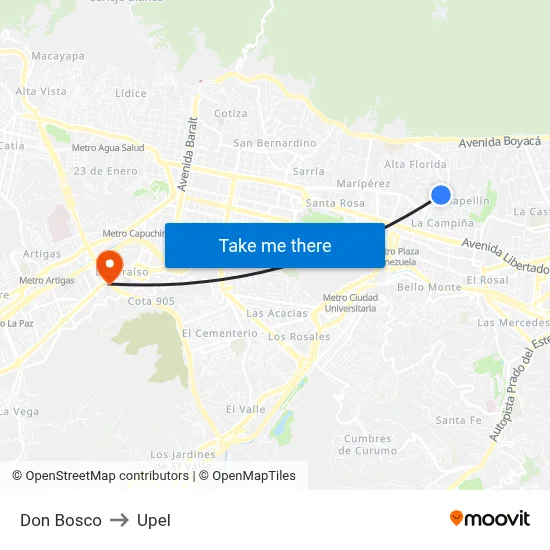 Don Bosco to Upel map