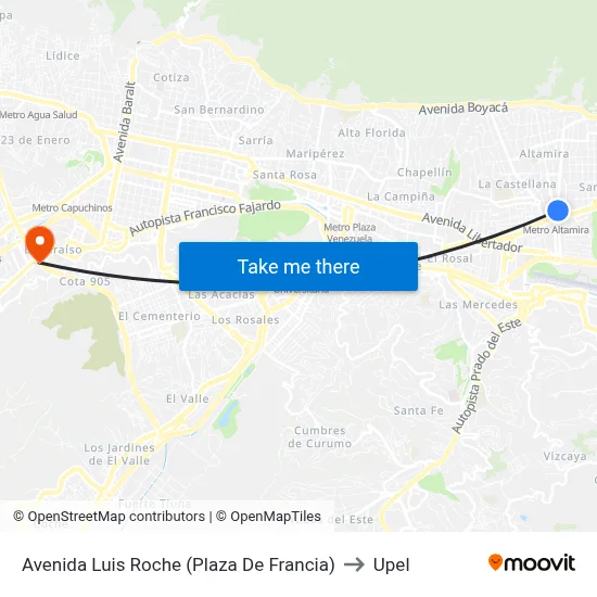 Avenida Luis Roche (Plaza De Francia) to Upel map