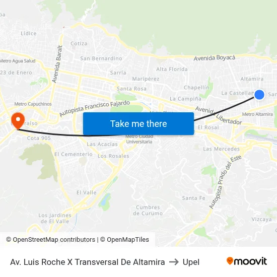 Av. Luis Roche X Transversal De Altamira to Upel map