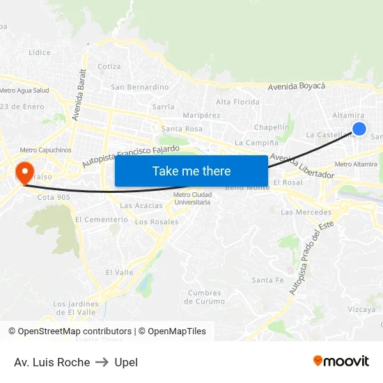 Av. Luis Roche to Upel map
