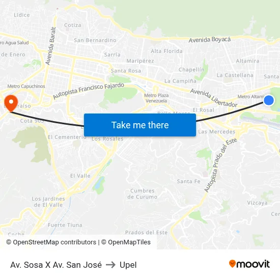 Av. Sosa X Av. San José to Upel map