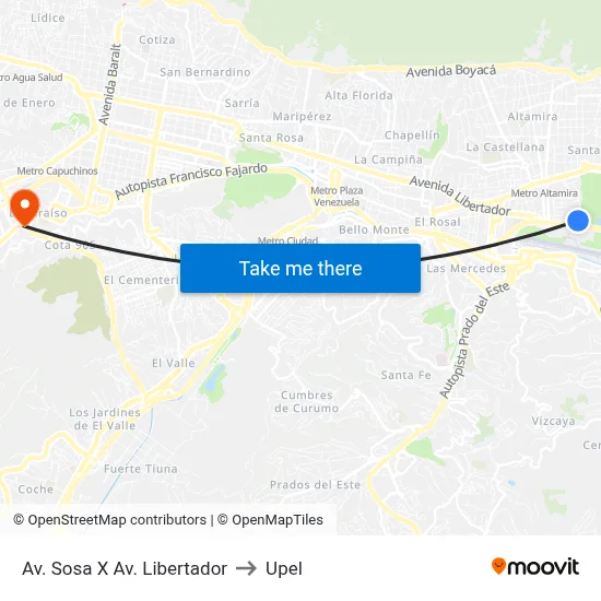 Av. Sosa X Av. Libertador to Upel map