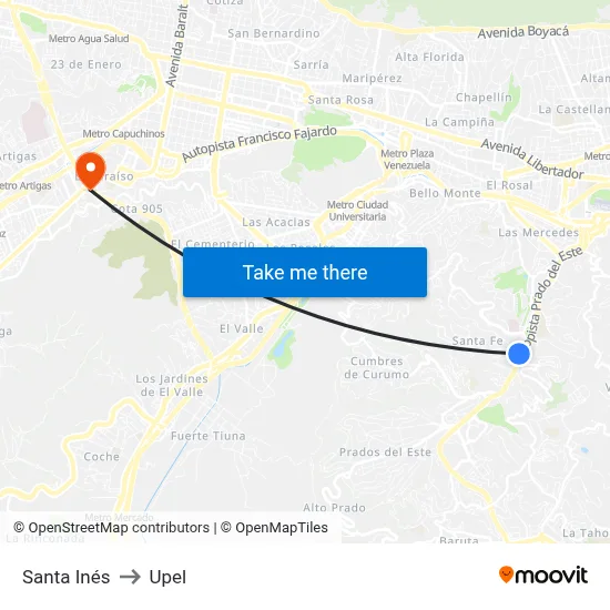 Santa Inés to Upel map