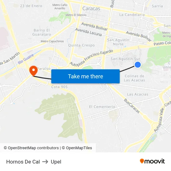 Hornos De Cal to Upel map