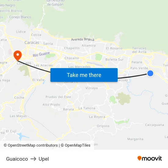 Guaicoco to Upel map