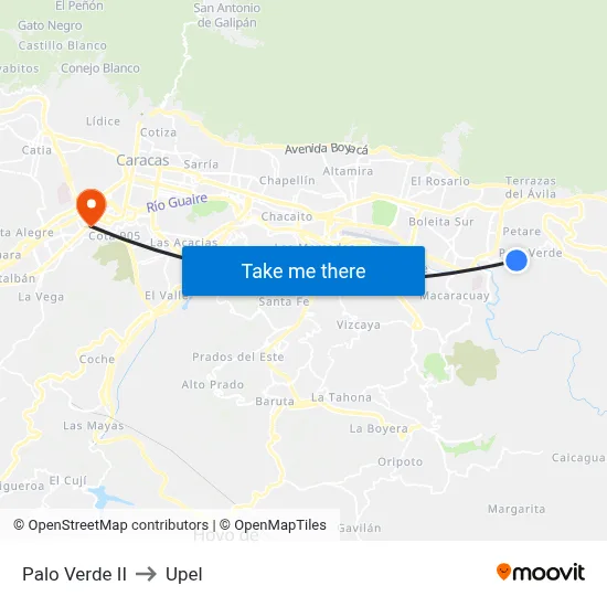 Palo Verde II to Upel map