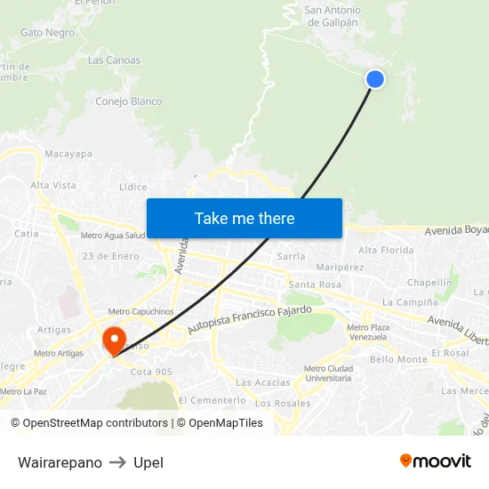 Wairarepano to Upel map