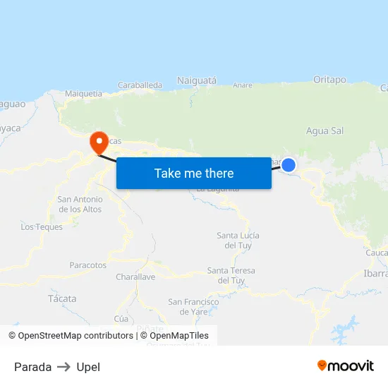 Parada to Upel map