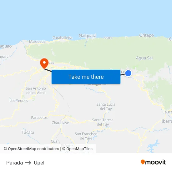 Parada to Upel map