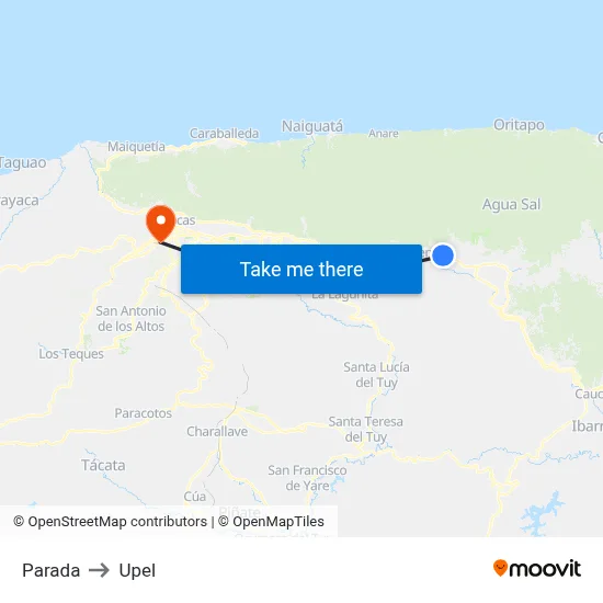 Parada to Upel map