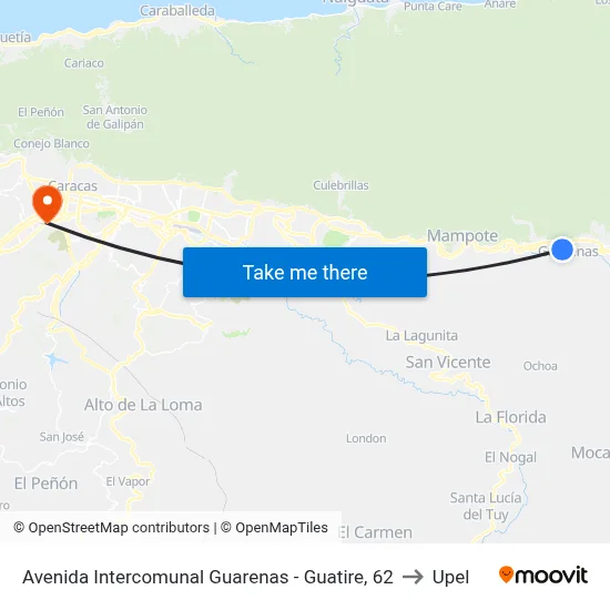 Avenida Intercomunal Guarenas - Guatire, 62 to Upel map