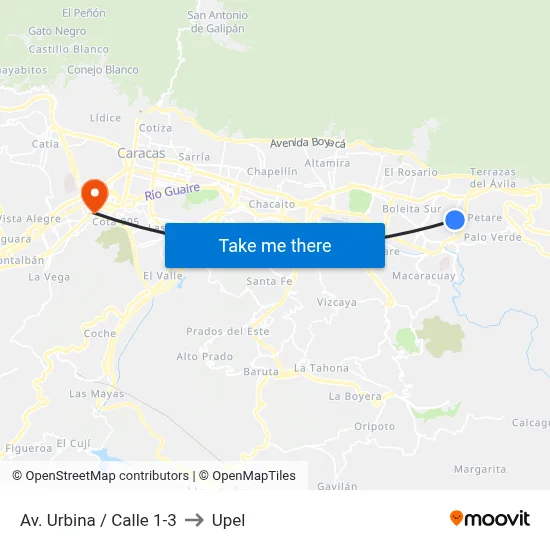 Av. Urbina / Calle 1-3 to Upel map