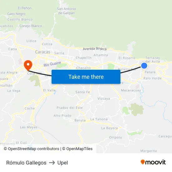 Rómulo Gallegos to Upel map