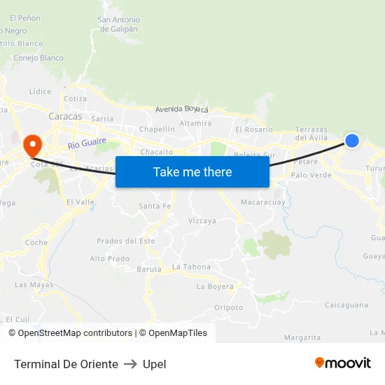 Terminal De Oriente to Upel map