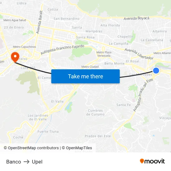 Banco to Upel map