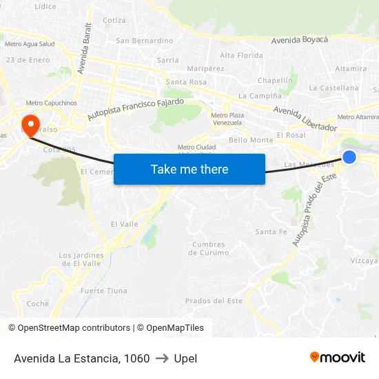 Avenida La Estancia, 1060 to Upel map