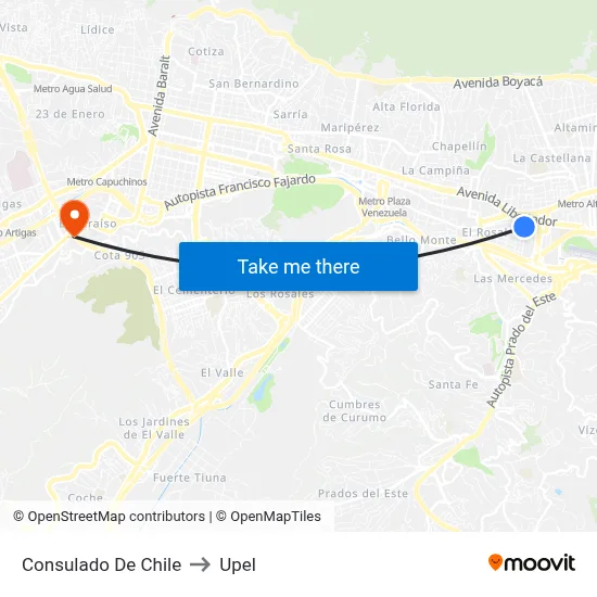 Consulado De Chile to Upel map