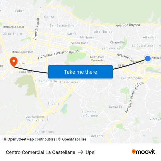 Centro Comercial La Castellana to Upel map