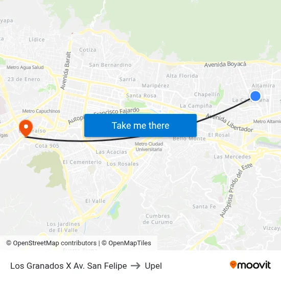 Los Granados X Av. San Felipe to Upel map