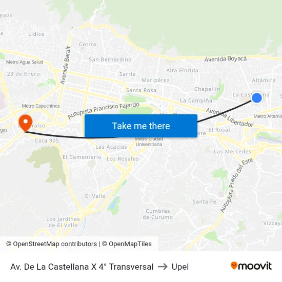Av. De La Castellana X 4° Transversal to Upel map