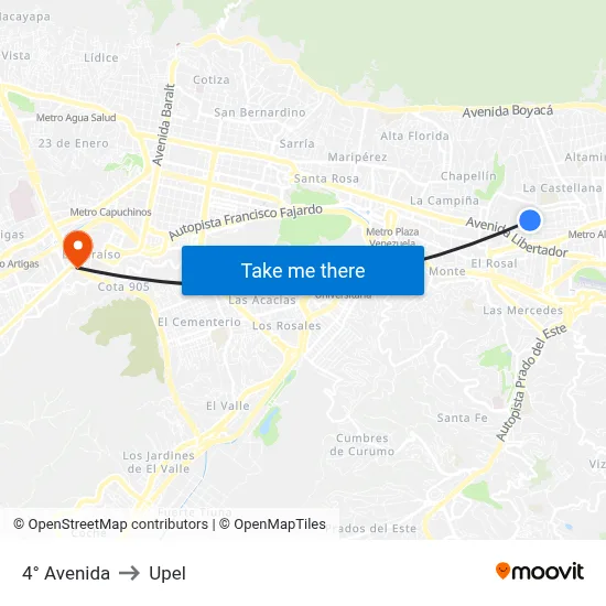 4° Avenida to Upel map