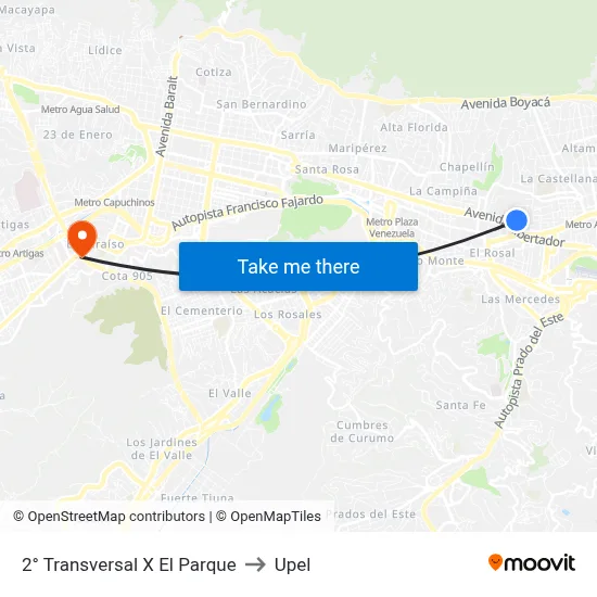 2° Transversal X El Parque to Upel map