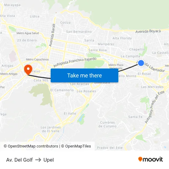 Av. Del Golf to Upel map
