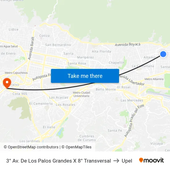 3° Av. De Los Palos Grandes X 8° Transversal to Upel map