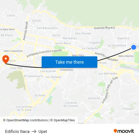 Edificio Itaca to Upel map